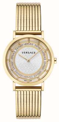 Versace 新一代 |银色表盘|金色 pvd 网眼手链 VE3M00522