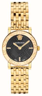 Versace 希腊玻璃 |黑色表盘|金色 pvd 精钢手链 VEU300621