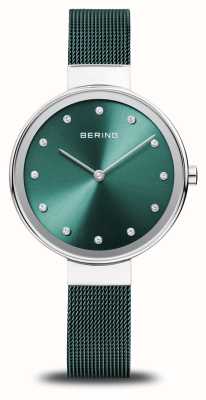 Bering 经典|绿色表盘 |绿色钢网手链 12034-808