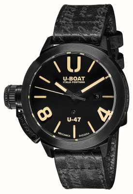 U-Boat Classico u-47 47mm ab1 |黑色表盘|黑色皮革表带 9160