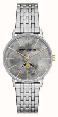 Armani Exchange 女士 |灰色月相表盘|不锈钢手链 AX5585
