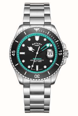 Rotary 亨利seamatic |黑色表盘 |不锈钢手链 GB05430/80