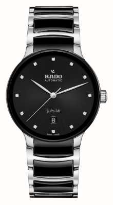 RADO Centrix 钻石自动腕表（39.5 毫米）黑色表盘/黑色高科技陶瓷和不锈钢 R30018742