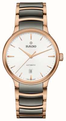 RADO Centrix 自动上链腕表（39.5 毫米）黑色表盘/灰色高科技陶瓷和玫瑰金 PVD ​​不锈钢 R30017012