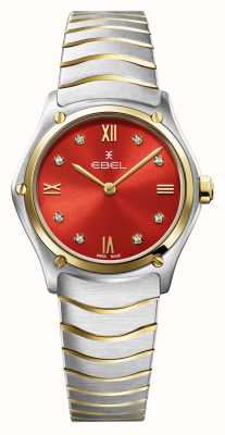 EBEL 运动经典女士款 - 8 颗钻石（29 毫米）甜美红色表盘 / 18k 金和不锈钢 1216594