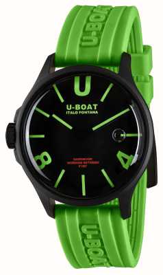 U-Boat 暗月 pvd（44 毫米）黑绿曲线表盘 / 绿色硅胶表带 9534