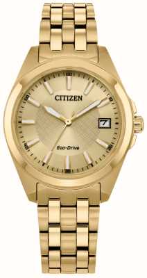 Citizen 女士 |生态驱动 |金表盘 |金色不锈钢手链 EO1222-50P