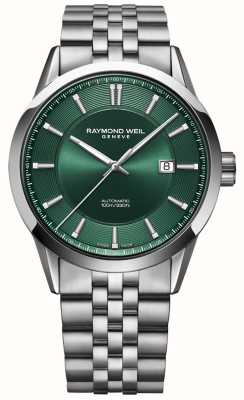 Raymond Weil 男士自由职业者自动腕表（42 毫米）绿色表盘/精钢表链 2731-ST-52001