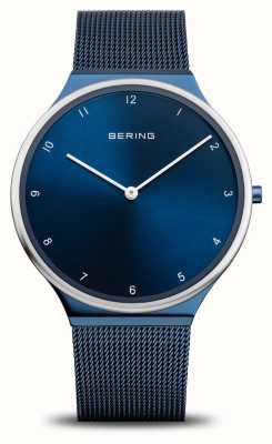 Bering 超薄蓝色表盘/蓝色不锈钢网状表链 18440-397