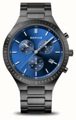 Bering 男士钛蓝色计时表盘/黑色精钢表链 11743-727