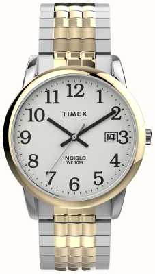 Timex 男士易读器完美贴合白色表盘/双色不锈钢表链 TW2V05600