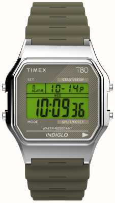 Timex 80绿色数码显示/绿色树脂表带 TW2V41100