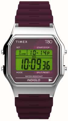 Timex 80酒红色数字显示/酒红色树脂表带 TW2V41300
