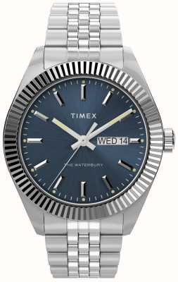 Timex 男士沃特伯里（41毫米）蓝色表盘/不锈钢表链 TW2V46000