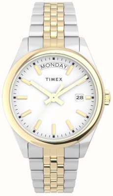Timex 女士经典白色表盘/双色不锈钢表链 TW2V68500