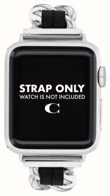 Coach Apple Watch 表带 (38/40/41mm) 黑色皮革不锈钢链条 14700187