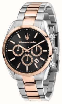 Maserati 男士 attrazione（43 毫米）黑色表盘/两色不锈钢表链 R8853151002