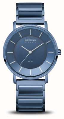 Bering 女士太阳蓝表盘 / 蓝色陶瓷和不锈钢表链 19535-797