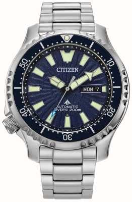 Citizen 男士 promaster 潜水员自动上链腕表（44 毫米）蓝色表盘/不锈钢表链 NY0136-52L