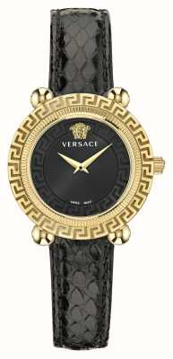 Versace Greca 扭纹黑色表盘 / 黑色皮革表带 VE6I00323