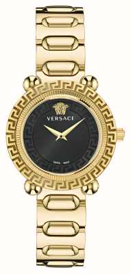 Versace Greca 扭纹黑色表盘 / 金色不锈钢表链 VE6I00523