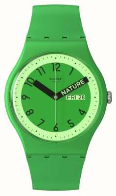 Swatch 傲然绿绿色表盘/绿色硅胶表带 SO29G704