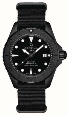 Certina Ds action diver automatic (43mm) 黑色表盘/黑色织物表带 C0326073805100