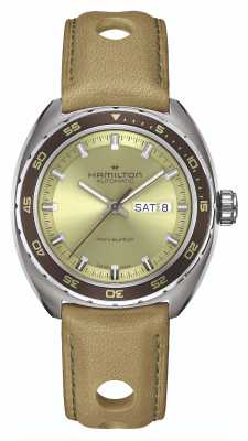 Hamilton 美国经典泛欧日历自动腕表（42 毫米）绿色表盘/绿色和棕色表带 H35445860