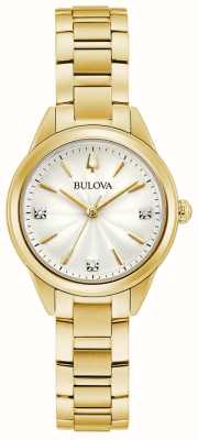 Bulova 女式经典萨顿（28毫米）银色表盘/金色不锈钢表链 97P150