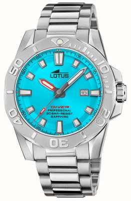 Lotus 男士潜水员（44.5毫米）蓝色表盘/不锈钢表链 L18926/2