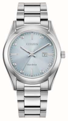 Citizen 女式光动能（33毫米）蓝色镶钻表盘/不锈钢表链 EW2700-54L