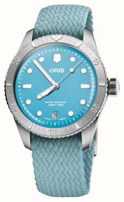 ORIS 潜水员 65 棉花糖自动腕表（38 毫米）蓝色表盘 / 再生织物表带 01 733 7771 4055-07 3 19 02S