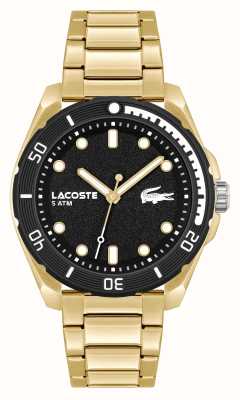Lacoste 男士 finn（44 毫米）黑色表盘/金色不锈钢表链 2011287