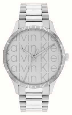Calvin Klein 标志性（42 毫米）银色徽标表盘/不锈钢表链 25200342