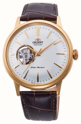 Orient Bambino 镂空机械腕表（40.5 毫米）白色表盘/棕色皮革 RA-AG0003S10B