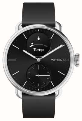 Withings Scanwatch 2 - 带心电图功能的混合智能手表（38 毫米）黑色混合表盘/黑色硅胶 HWA10-MODEL 1-ALL-INT