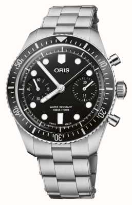 ORIS 潜水员 65 自动计时码表（40 毫米）黑色表盘/精钢表链 01 771 7791 4054-07 8 20 18