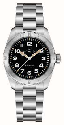 Hamilton 卡其色野外探险自动腕表（37毫米）黑色表盘/精钢表链 H70225130