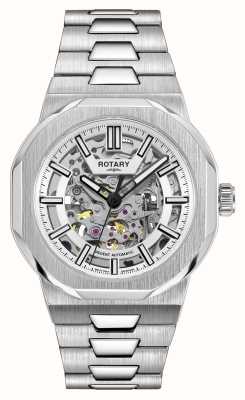 Rotary Sport Regent 镂空自动腕表（40 毫米）银色表盘/不锈钢表链 GB05495/06