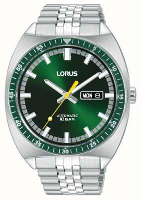 Lorus 运动自动日期/日期 100m（43mm）绿色太阳纹表盘 / 不锈钢 RL443BX9