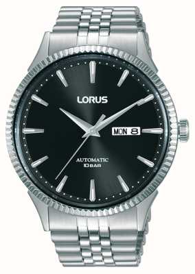 Lorus 经典自动星期/日期 100m（43mm）黑色太阳纹表盘/7链节不锈钢 RL471AX9