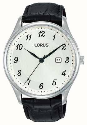Lorus 经典日期显示（42.2毫米）白色太阳纹表盘/黑色皮革 RH913PX9