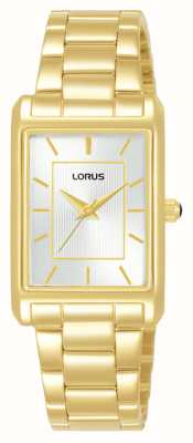 Lorus 矩形石英（22毫米）白色太阳纹表盘/金色PVD不锈钢 RG288VX9