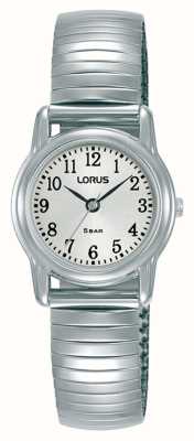 Lorus 经典石英迷你（23.6毫米）白色太阳纹表盘/不锈钢可扩展 RRX33HX9