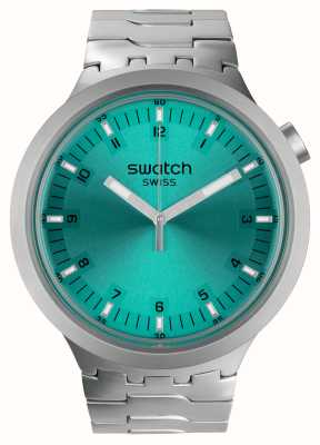 Swatch 大号大胆讽刺水色微光（47 毫米）绿松石表盘/不锈钢表链 SB07S100G