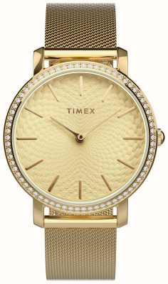 Timex 女式（34 毫米）金色表盘/金色钢网手链 TW2V52200