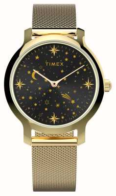 Timex 女式天体超越（31毫米）黑色表盘/金色钢网手链 TW2W21500