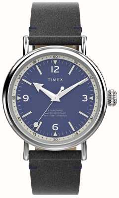 Timex 男士沃特伯里（40毫米）蓝色表盘/黑色皮表带 TW2V71300