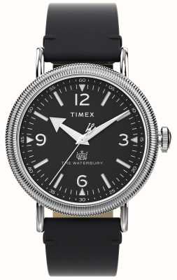 Timex 男士沃特伯里（40毫米）黑色表盘/黑色皮表带 TW2W20200