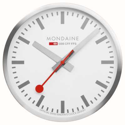 Mondaine Sbb 挂钟（25 厘米）白色表盘/银色铝制表壳 A990.CLOCK.18SBV